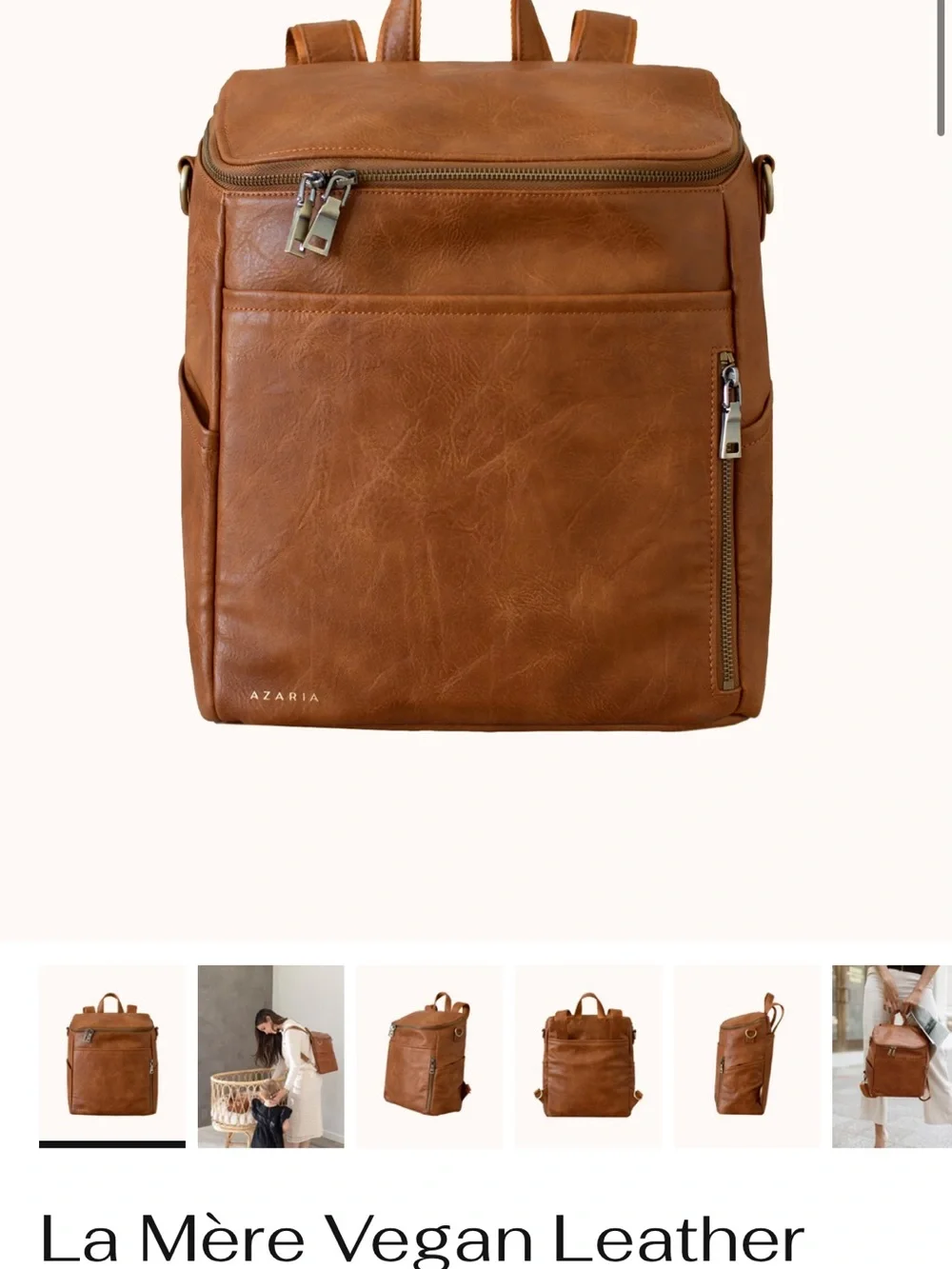 Aria La Mère Vegan Leather Backpack — Brown